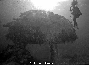 In 1970's my wife Lucia is near the wreck of the hangar o... by Alberto Romeo 